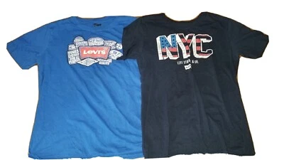 Lot of 2 Boys Levi’s New York City Navy & Blue Graphic T-Shirts Size L/12-13 EUC - Image 1 of 4