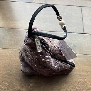 Erda Broody Purple Fabric Leather Strap Bracelet Bag Clutch Wristlet NWT ME USA