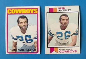 Lote de 2 tarjetas Herb Adderley 1972 y 1973 Dallas Cowboys (S659) - Imagen 1 de 2