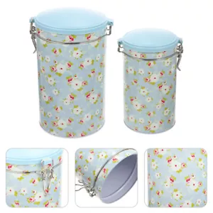  2 Pcs Tinplate Storage Box Tea Containers Food Jars Loose Tins - Picture 1 of 10
