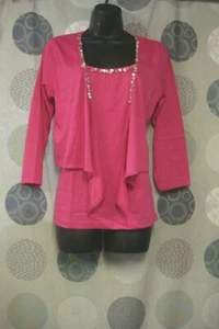NIGHTINGALES: SIZE 12 FUCHSIA SEQUINED CAMISOLE & SHRUG TWIN SET SIMPLY BE - Picture 1 of 7