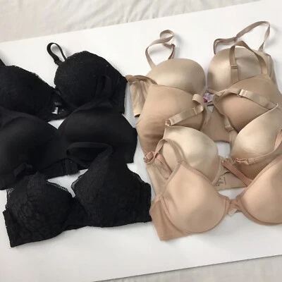 Bra Lot Of 7 Size 36C Warners Black Underwire Bra Padded Nude Vanity Fair - Image 1 of 4