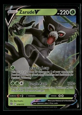 Zarude V 016/172 Brilliant Stars Holo Pokemon Card NM - Image 1 of 2