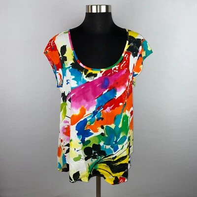 Джемы мира Топ женщин симфония Artsy гавайский путешествий отпуск довольно красочный M - Изображение 1 из 4