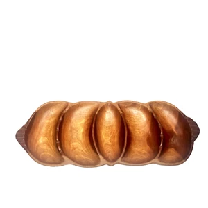 Bandeja de bocadillos de madera larga de cinco secciones 20 pulgadas x 7,5 pulgadas De colección usado en excelente estado - Imagen 1 de 4