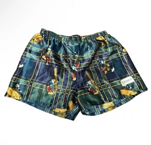 Calzoncillos Boxer Davenport Vintage Satinado Talla L Pato Donald Azul Verde Años 90 Usados en Excelente Condición Z3 - Imagen 1 de 6