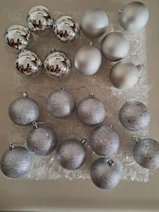 20ct Christmas Ornaments for Christmas Tree Decoration Silver Hanging Decorative - Picture 1 of 1