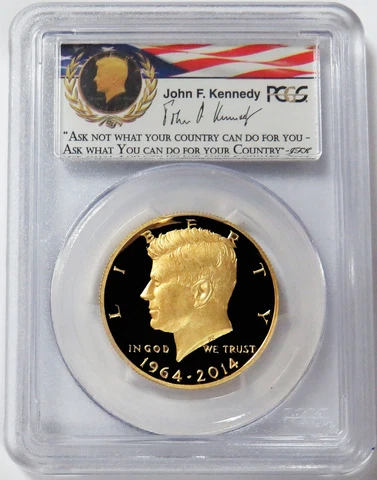 2014 W GOLD KENNEDY SIGNED 50C PCGS PR 70 FIRST STRIKE DENVER 50TH ANNIVERSARY Cover