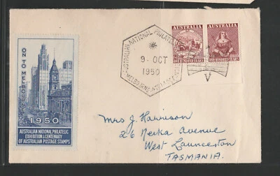Australia Scott# 229a Pair Cover Blue Stamp    Australian Nat. Phil. Expo 1950 - Image 1 of 2