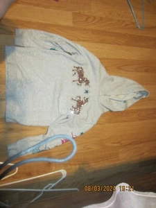 365 Kids Little Girls Gray Sparkle Gold Unicorn Stars Print Hooded Sweatshirt - Picture 1 of 4