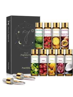 PHATOIL 9 Stück 10 ml/0,33 flüssige Unzen Fruchtduftöl ätherische Öle Set Duftöle