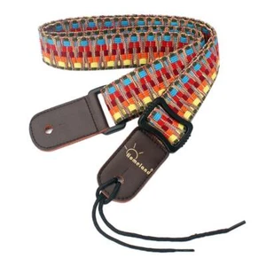 Verstellbarer gestreifter Riemengürtel mit Lederende für Ukulele Gitarre Banjo Mandoline - Bild 1 von 7