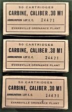 EVANSVILLE ORDNANCE PLANT  M1 CARBINE  WWII  NEW REPLICA 50 ROUND AMMO BOXES