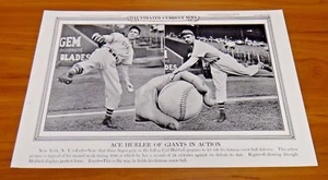 Carl Hubbell Baseball 1936 Original Illustrated Current News 19x12 Great Condit - Picture 1 of 3