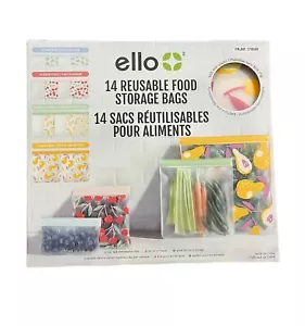 Ello 14 Bolsas de Productos Reutilizables, Tamaños Surtidos (Bocadillo, Sándwich, Medio Galón), Zi - Imagen 1 de 2