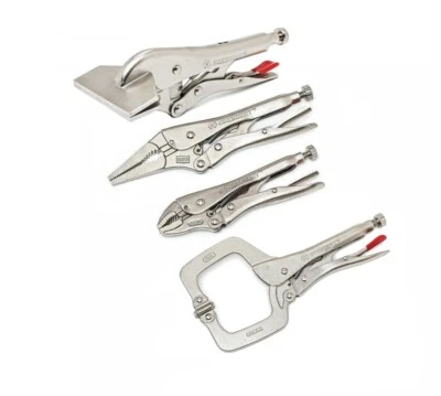 CRESCENT Vice Locking Pliers 4pc Set: 7" Curve, 9" LN, 8" Flat Nose, 11" C-Clamp - Image 1 of 4