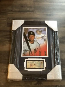 BOLETO DIEK JETER FIRMADO AUTOGRAFIADO ENMARCADO Y ENMARAÑADO CON FOTO 8X10 CERTIFICADO JSA JSA - Imagen 1 de 7