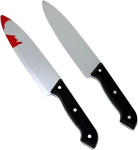 2PCS 12" Myers Halloween Bloody Fake Plastic Knife Realistic Costume Prop - Picture 1 of 12