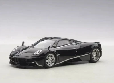 1/43 Pagani Huayra Black With Silver Stripes Diecast Car Model By AUTOart 58209 - Image 1 of 4