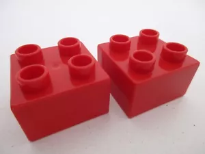 LEGO DUPLO 3437 - x2 Brique Brick 2x2 - Red Rouge - Bild 1 von 1