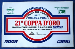 ADESIVO/STICKER MAXI TARGA RALLY "21° COPPA D'ORO - COPPA ITALIA 2^ ZONA" - 1995 - Imagen 1 de 1