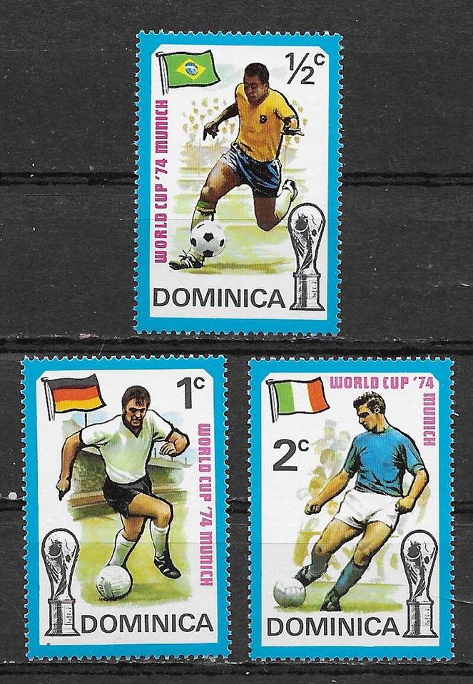 DOMINICA , 1974 , WORLD CUP SOCCER , SPORTS , SET OF 3 STAMPS , PERF , MNH - Image 1 of 1