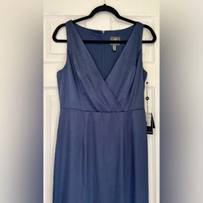 Vestido formal para mujer Adrianna Papell martillado satinado abertura largo con cuello en V talla 8 Foto 1 de 4