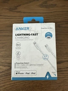 Anker 6ft USB C to Lightning Cable PD Fast Charge MFi-Certified for iPhone - Picture 1 of 1