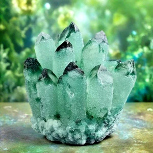 2025Rare 300g Raw Green Crystal Cluster Natural Geode Reiki Quartz High Energy - Picture 1 of 4