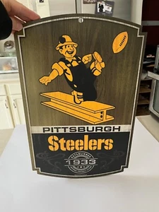 Pittsburgh Steelers 1933 Retro 17" x 11" Wood Sign by Wincraft Steely McBeam - Picture 1 of 7