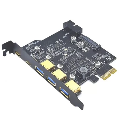 USB 3.2 GEN1 PCIE Expansion Card 5-Ports 2*Type-C 3*USB-A 19-Pin Converter 5Gbps - Image 1 of 4