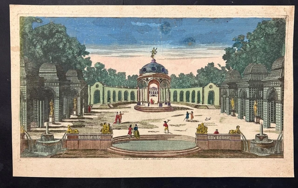 GARDEN ELECTOR COLOGNE GERMANY 1760 ANONYMOUS ANTIQUE OPTICAL VIEW - Image 1 of 1