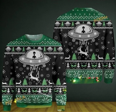 Alien Ugly Christmas Sweater, Funny Sweater S-5XL - Image 1 of 4