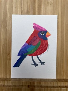 Aceo, Pintura Acrílica Original, Cardinal 3.5” X 2.5”, Mini�� - Imagen 1 de 3