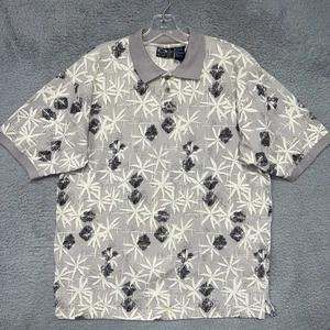 Vintage OP Ocean Pacific Hemd Herren Größe Medium grau Polo Blumen Hawaii Strick - Bild 1 von 9