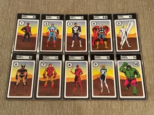 1991 Waddingtons Marvel Card Set #1-10 SGC Graded Jumbo Tallboy Rare - Picture 1 of 11