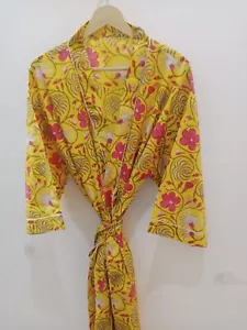 Handblockdruck, Kimonokleid, Robe für Damen, Robe, Boho Kimono, indische Jacken - Bild 1 von 6