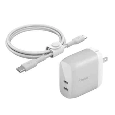 Cargador de Pared Belkin 40W Doble Puerto USB-C Cable USB Tipo C Carga Incluida para i Foto 1 de 4