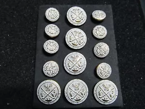 14 p METAL SHANK BLAZER BUTTON Designer Suit Button 24/34 Coat white/gold - Picture 1 of 1