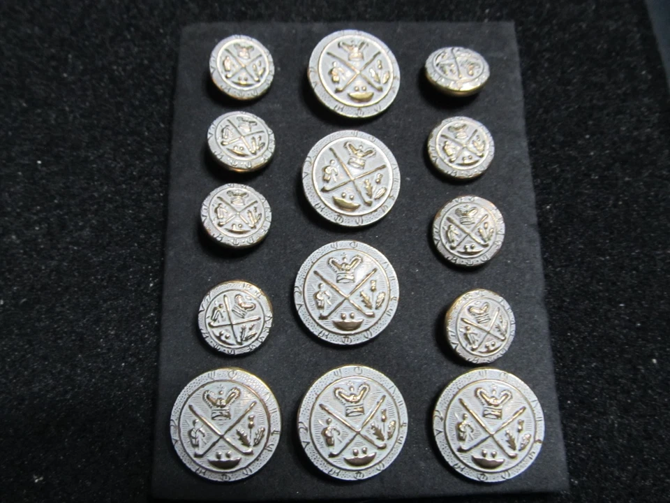 14 p METAL SHANK BLAZER BUTTON Designer Suit Button 24/34 Coat white/gold  - Image 1 of 1