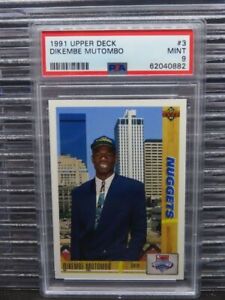 1991-92 Upper Deck Dikembe Mutombo Rookie Card RC #3 PSA 9 MINT Nuggets