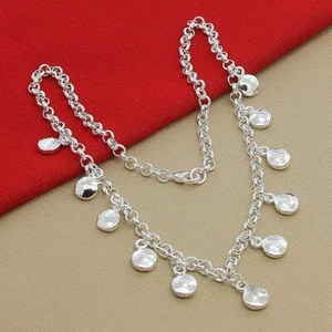 Delicados collares colgantes de disco pequeño de plata de ley 925 de alta calidad con dijes - Imagen 1 de 5