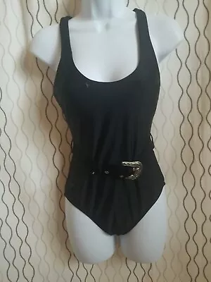 No Boundaries Juniors' Fashion Western Belted 1 Piece Swimsuit  Black Size S/CH - Image 1 of 4