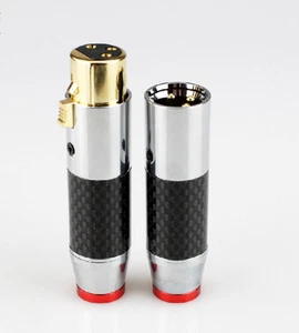 4Pc Hifi Carbon Fiber Copper Gold Plated XLR Connector Plug 3Pin Audio balance  - Picture 1 of 2