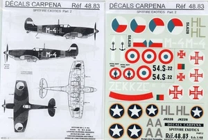 DECALS CARPENA 48.83 - SPITFIRE EXOTICS Pt. 2 - 1/48 DECAL - Picture 1 of 1
