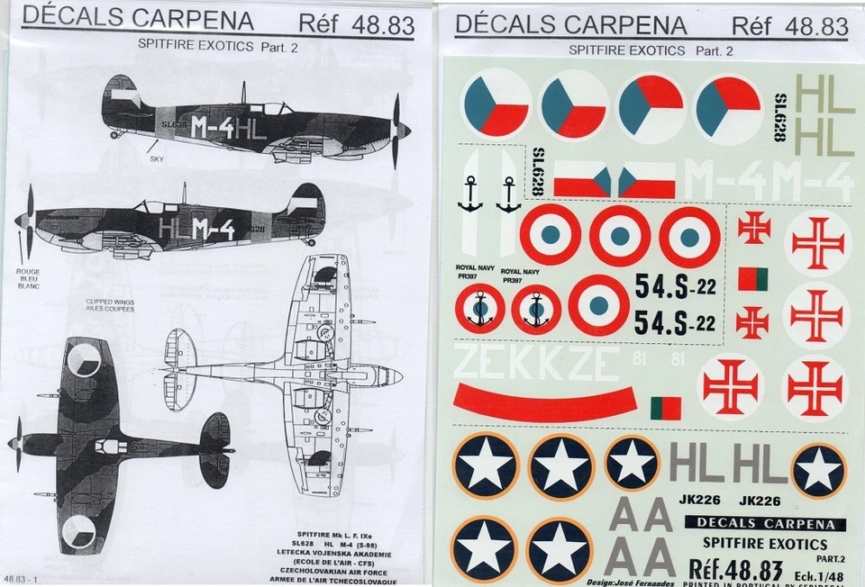 DECALS CARPENA 48.83 - SPITFIRE EXOTICS Pt. 2 - 1/48 DECAL - Immagine 1 di 1