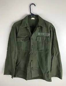 Vintage 70s Vietnam US Army Cotton Sateen Utility Shirt OG-107 Type 1 Small READ - Bild 1 von 8