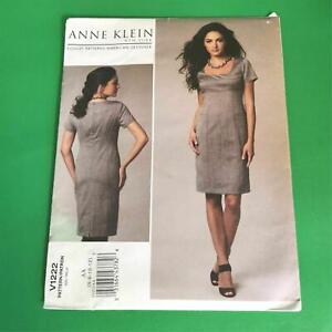 Vogue V1222 Anne Klein Fitted Dress Empire Neckline Designer Sz 6 8 10 12 Uncut