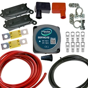 BSR140 relé de desconexión juego de segunda batería 12V 140A 6m juego de cables 25mm² MegaVAL Camper - Imagen 1 de 6