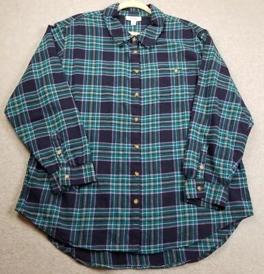 Camisa On 34th Abotonada Mujer’s Extra Grande XL Franela a Cuadros Mangas Largas Informal Foto 1 de 4